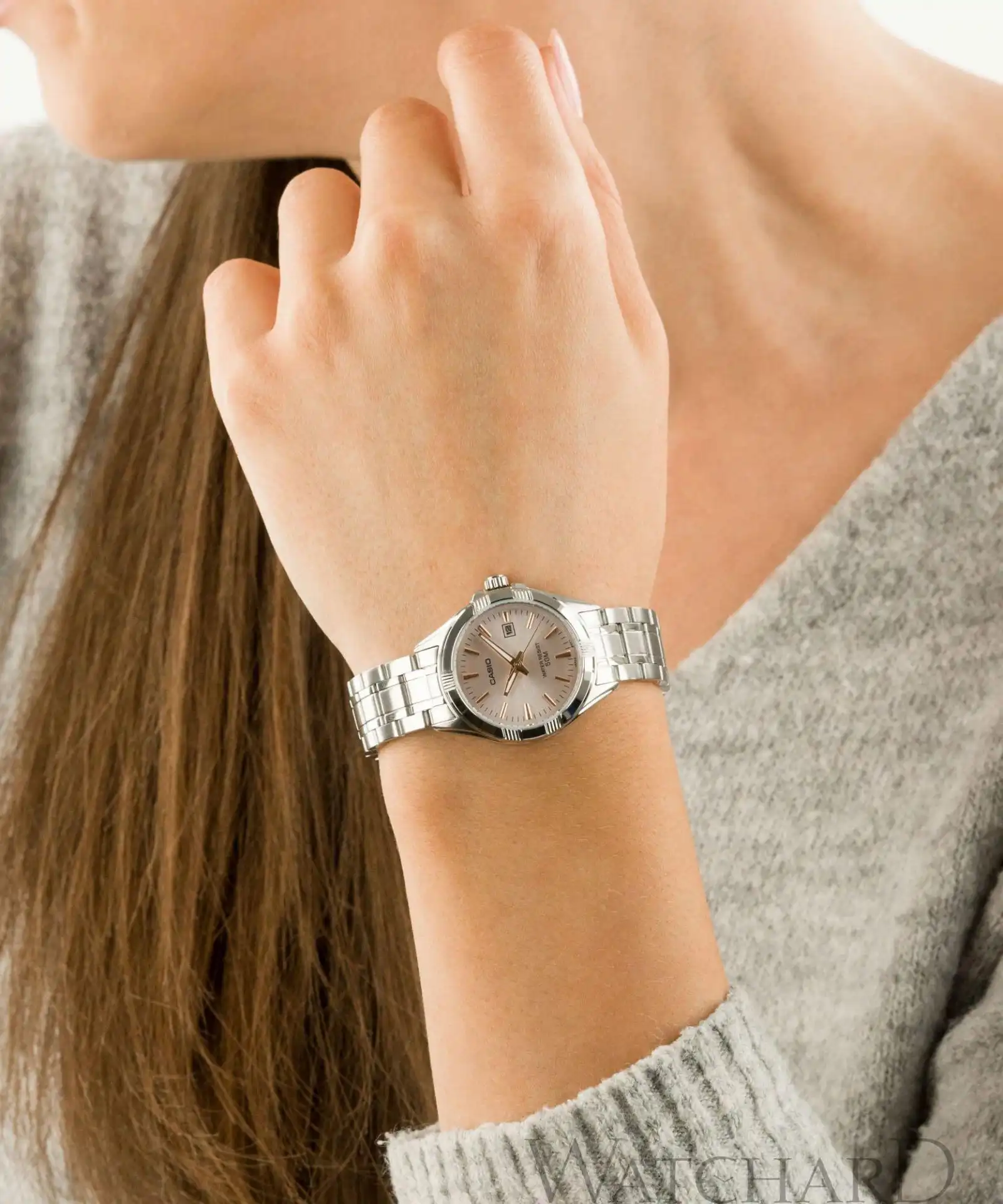 casio Women's Round Shape stainless steel Strap Analog Wrist Watch, Silver , LTP.1308D.4AVDF
