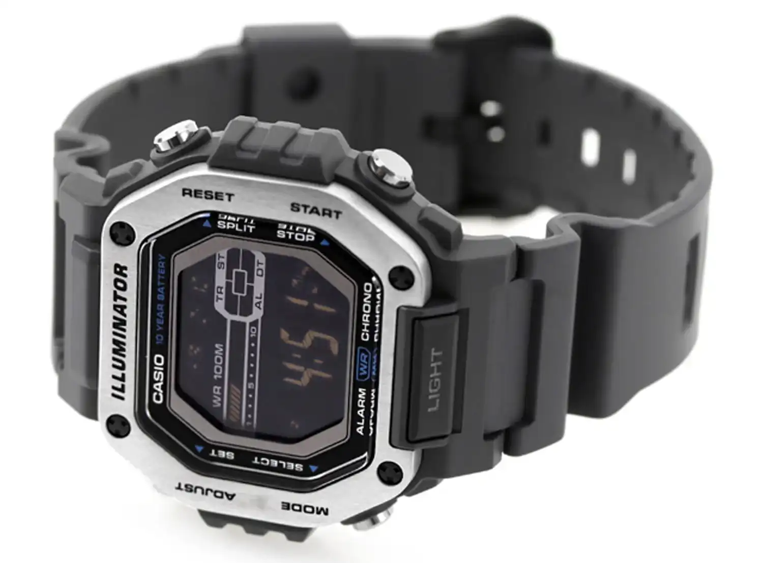 casio men's Square Shape Resin Strap Analog Wrist Watch, Black , MWD-1100H-8BVDF