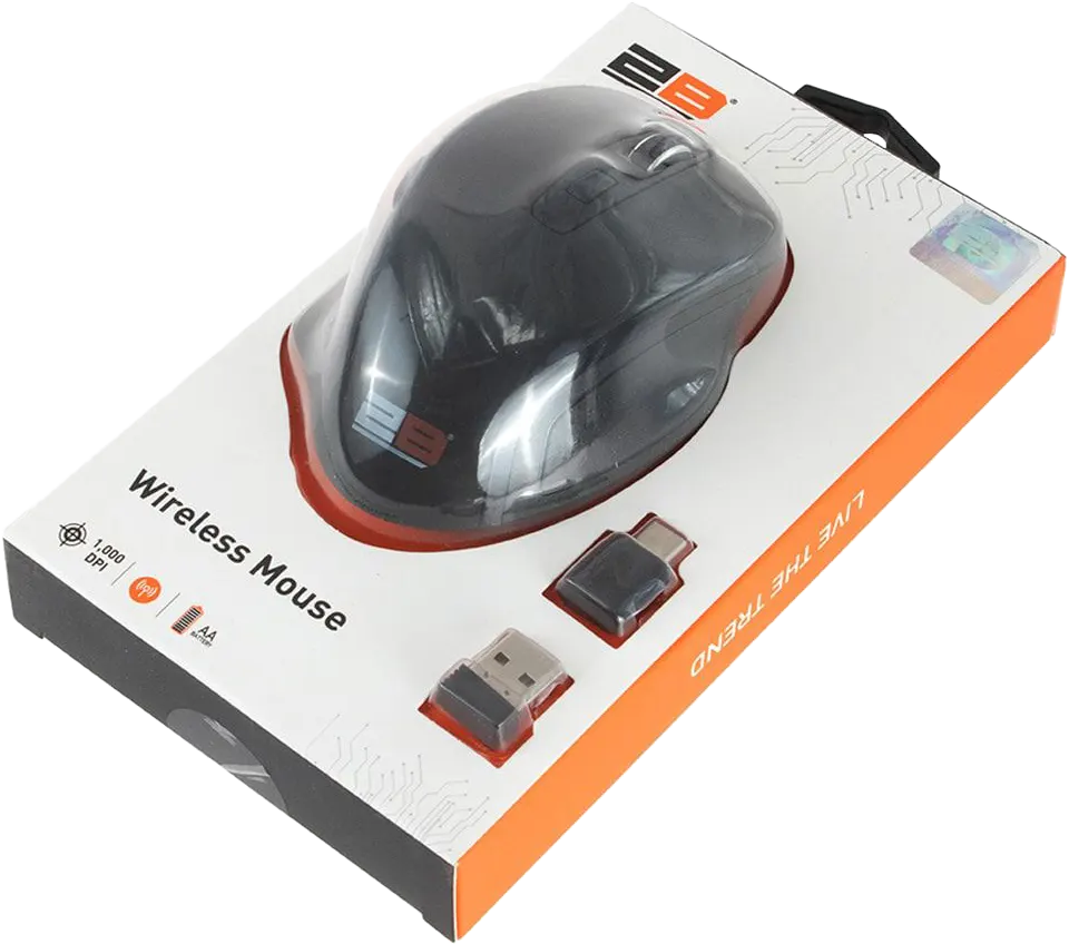 Wireless Mouse 2B , 1000dpi, Bluetooth 2.4GHz, Black, MO306