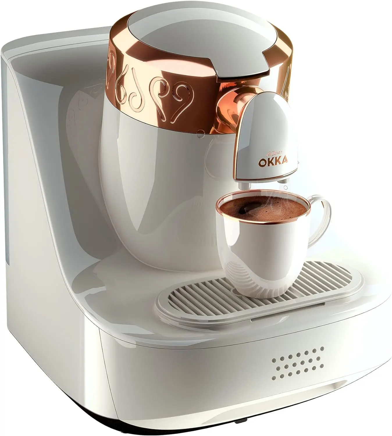 ماكينة القهوة التركي ارزوم اوكا، 710 وات، أبيض× نحاسي،OK001