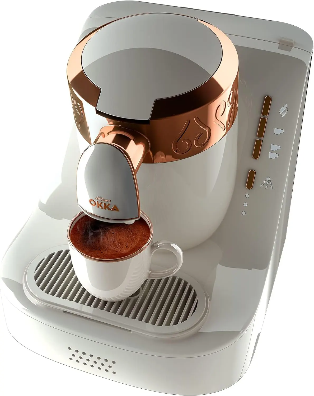 ماكينة القهوة التركي ارزوم اوكا، 710 وات، أبيض× نحاسي،OK001