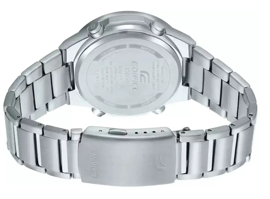 Casio Edifice Men's Round  Stainless steel Strap Analog and digital Wrist Watch, Silver , EFV-C110D-2AVDF