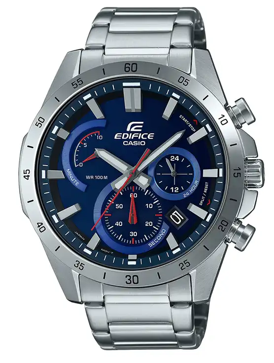 Casio Edifice Men's Round Stainless steel Strap Analog Wrist Watch, Silver , EFR-573D-2AVUDF