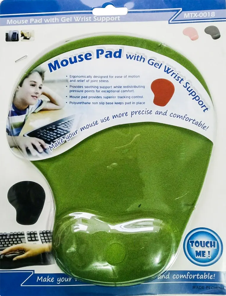 Mouse Pad With Gel Wrist, Green, MTX-0018
