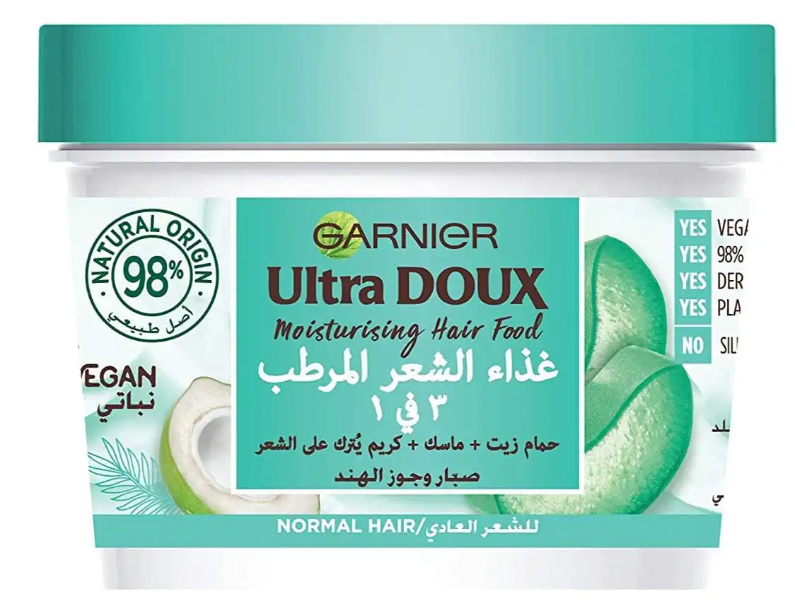 مستحضر ترطيب الشعر بخلاصة صبار الالوفيرا من غارنييه الترا دوكس 3 في 1 للشعر العادي  390 مل