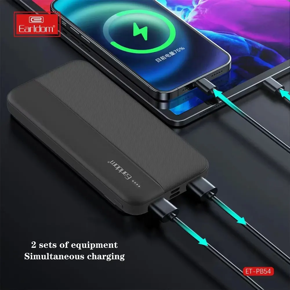 Earldom Power Bank, 10000mAh, USB Type-C, Black, ET-PB54