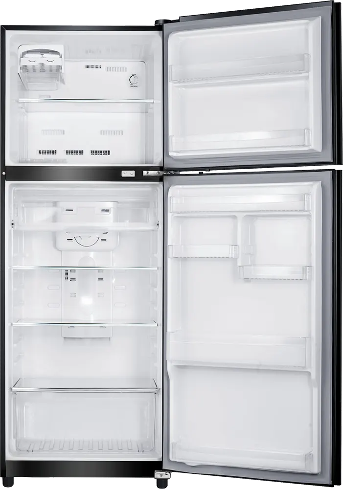 ثلاجة الكتروستار نوفروست، 372 لتر، 2 باب زجاج، أسود LR372NGS00