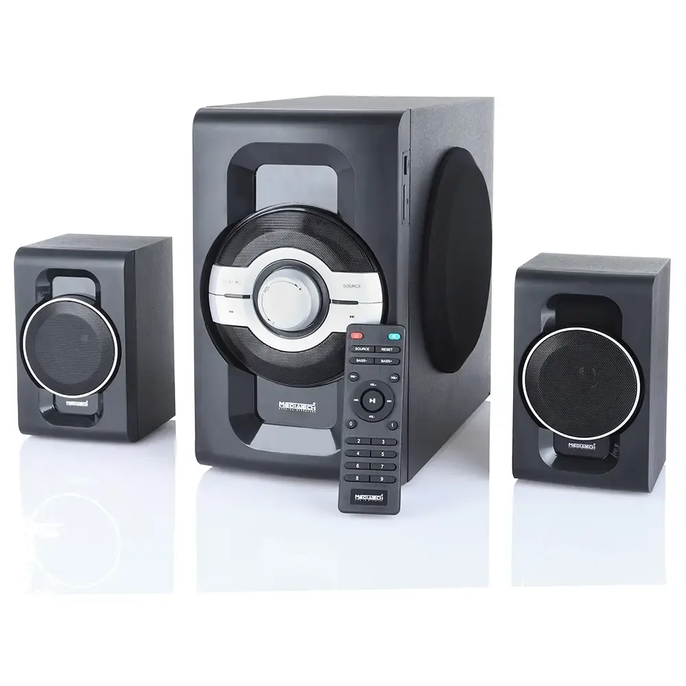 Media Tech Subwoofer Speaker, Bluetooth, 3 Pieces, AUX\ USB\ SD Port, with Mp3 Player & Remote Control, Black, MT-854