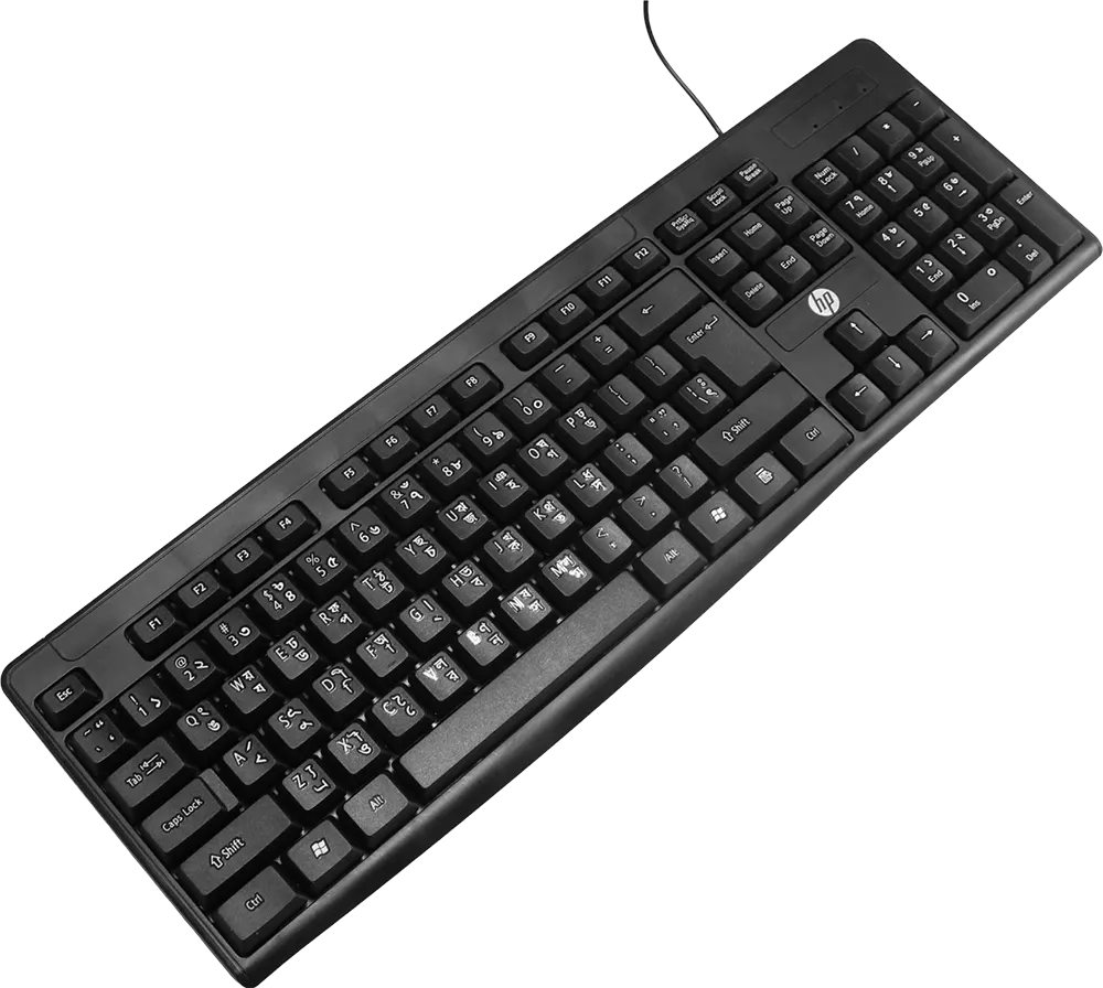 لوحة مفاتيح سلكية HP، واجهة USB، أسود، K1600