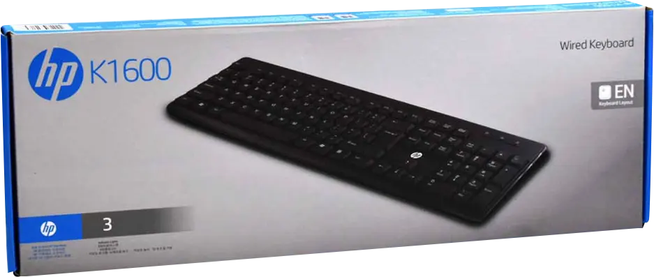 لوحة مفاتيح سلكية HP، واجهة USB، أسود، K1600