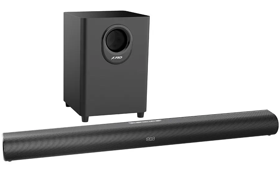 F&D subwoofer speakers with sound bar, Bluetooth, 80 Watt, remote control, black, HT330
