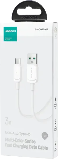 Cable Joyroom ,USB-A To Micro, Fast Charging, Data, 1.2M, 2.4A, White, S-AM018A14