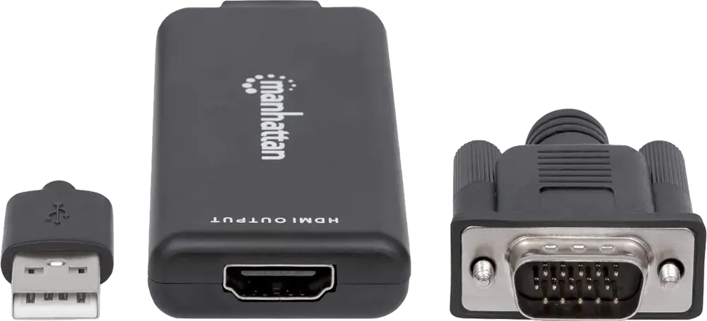 Manhattan VGA and USB to HDMI Converter, Black, CV445