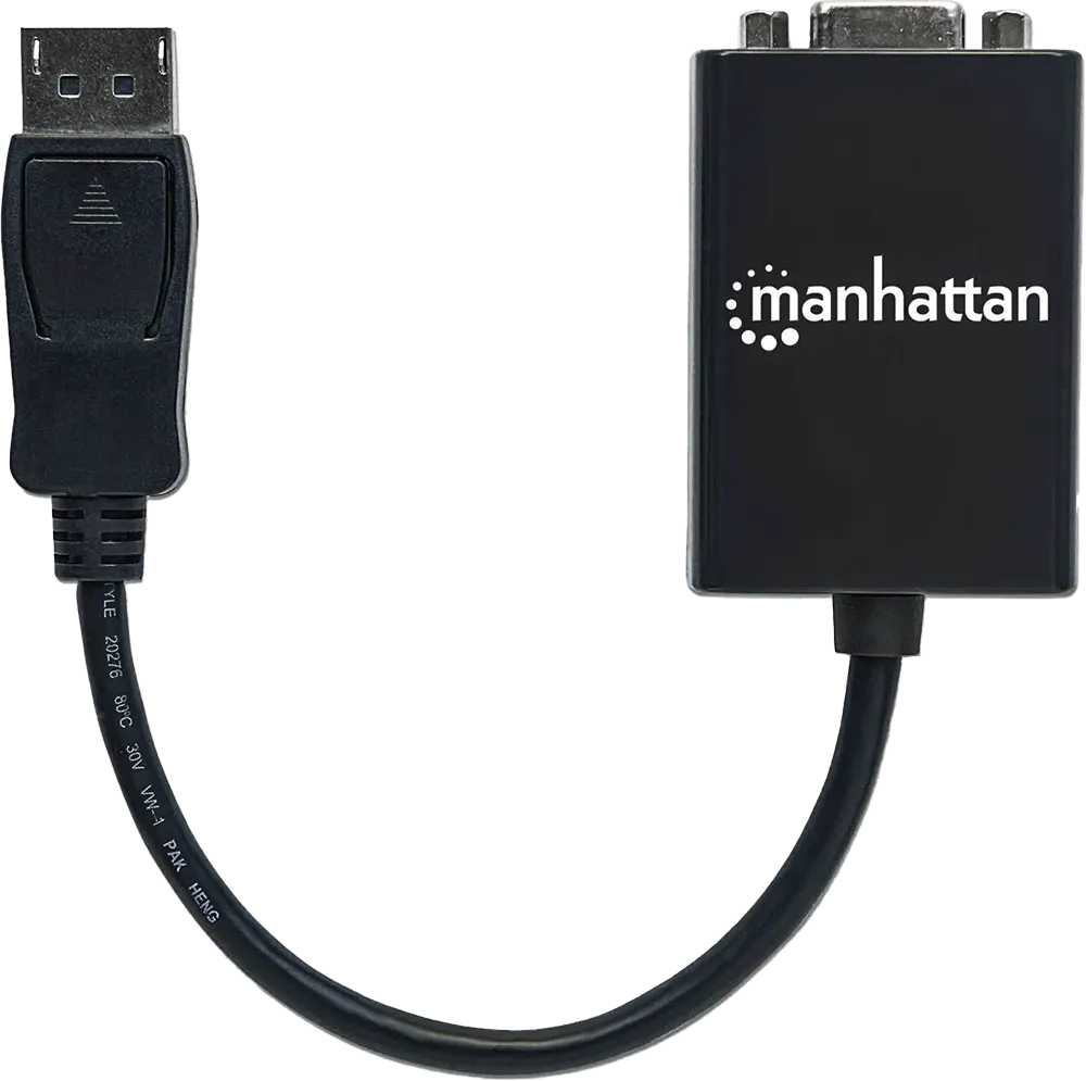 Manhattan Converter DisplayPort Male to VGA HD15 Female , 15 cm, Black, CV446
