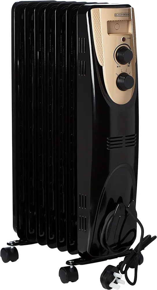 Black & Decker Oil Heater, 7 Fins, 1500 Watt, Black, OR070D