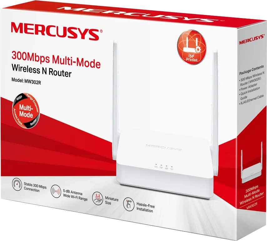 Router Mercusys Dual Band, 300 Mbps, WI-FI, White, MW302R