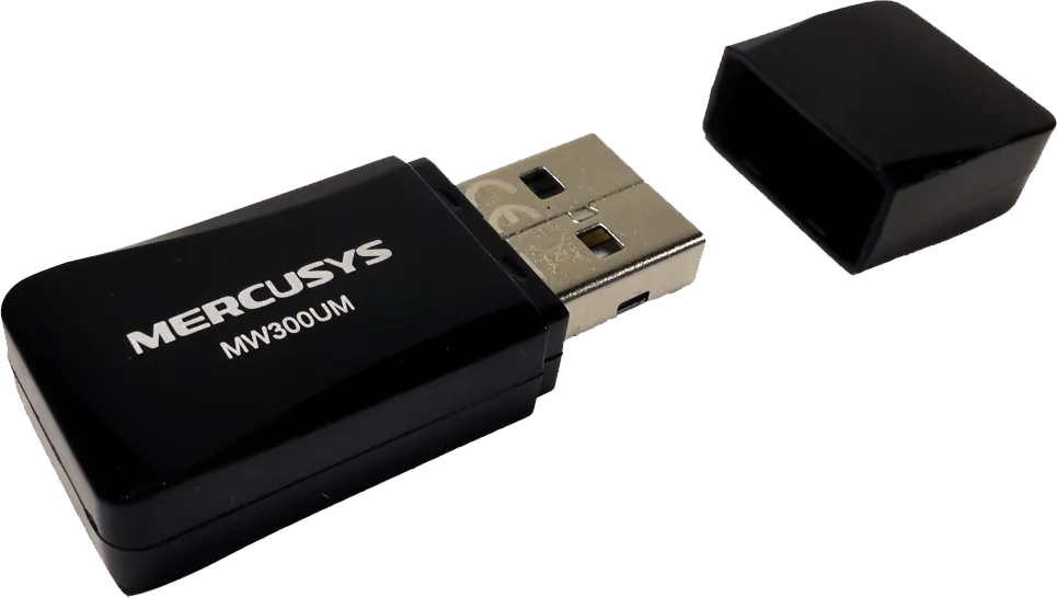 محول نانو إنترنت لاسلكي ميركوسيس ، USB 2.0، 300 ميجابت في الثانية، أسود، MW300UM