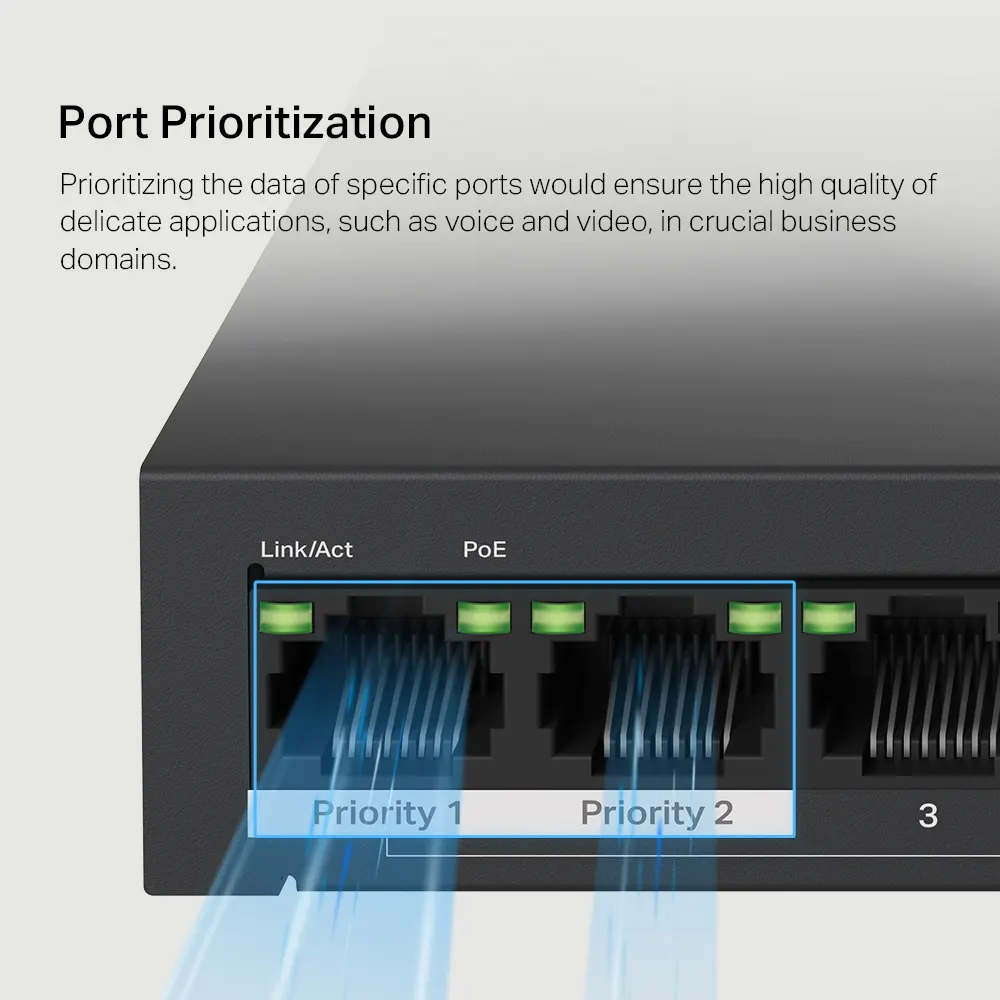 Mercusys 5 Port Ethernet Desktop Switch 10-100Mbps, 10 Port With 8 Port POE+, Black, MS110P