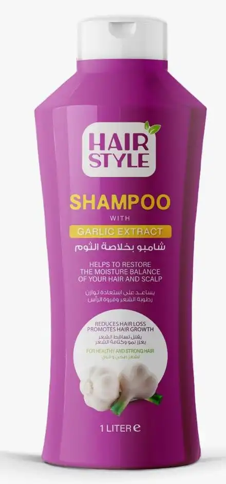 Hair Style Shampoo With Garlic Extract Reduces Hair Loss for healthy and shiny hair 1 liter