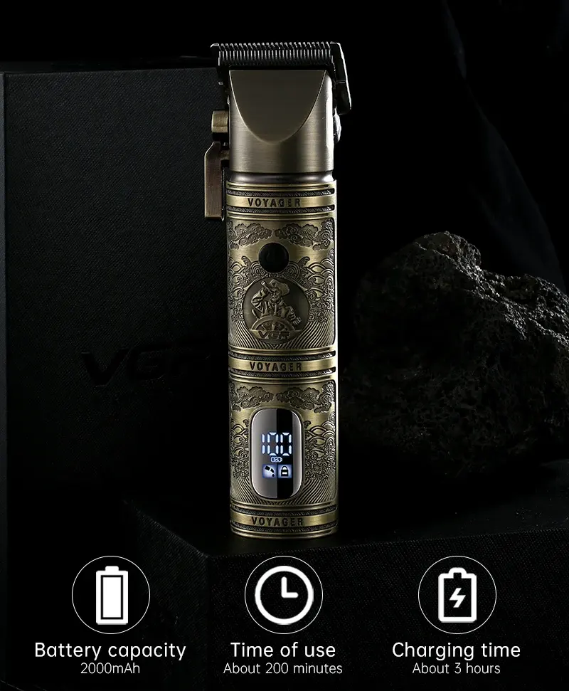 Beard Trimmer VGR, Rechargeable, Digital Display, Gold, V-697
