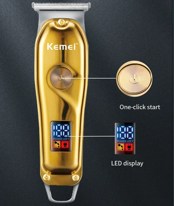 ماكينة حلاقة كيمي للشعر، قابلة للشحن، شاشة LCD ، موديل KM-427