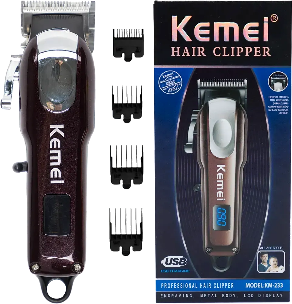 Kemei Hair Clipper, Rechargeable, LCD Display,  KM-233