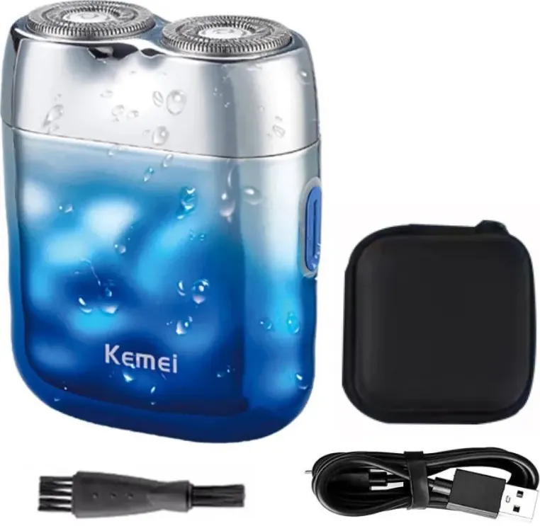 Kemei Beard Shaver, Rechargeable, Washable, Silver, KM-C30