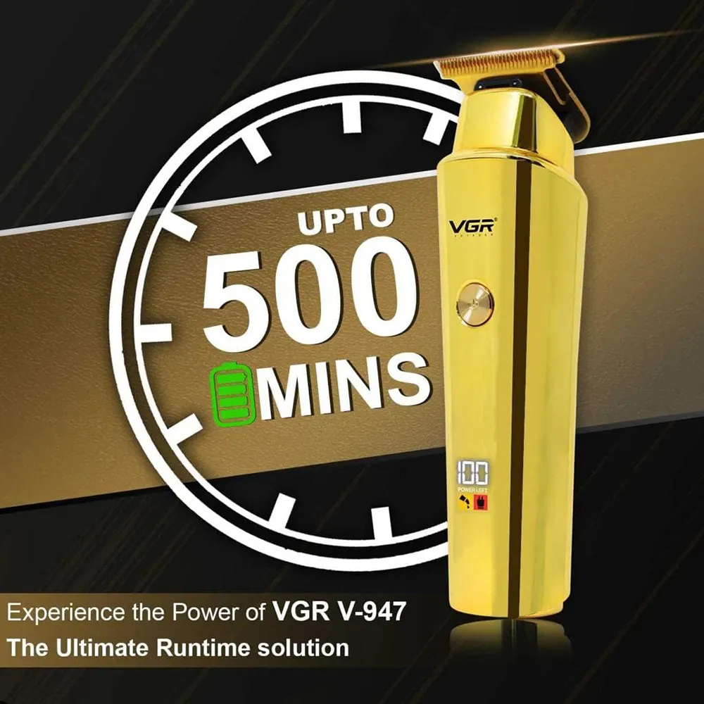 Beard Trimmer VGR, Rechargeable, Digital Display, Gold, V-947
