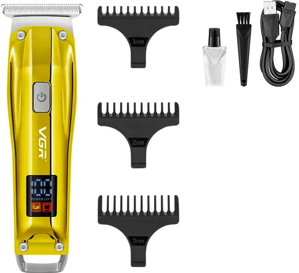 ماكينة حلاقة VGR للشعر، قابلة للشحن، شاشة LCD ، موديل V-956