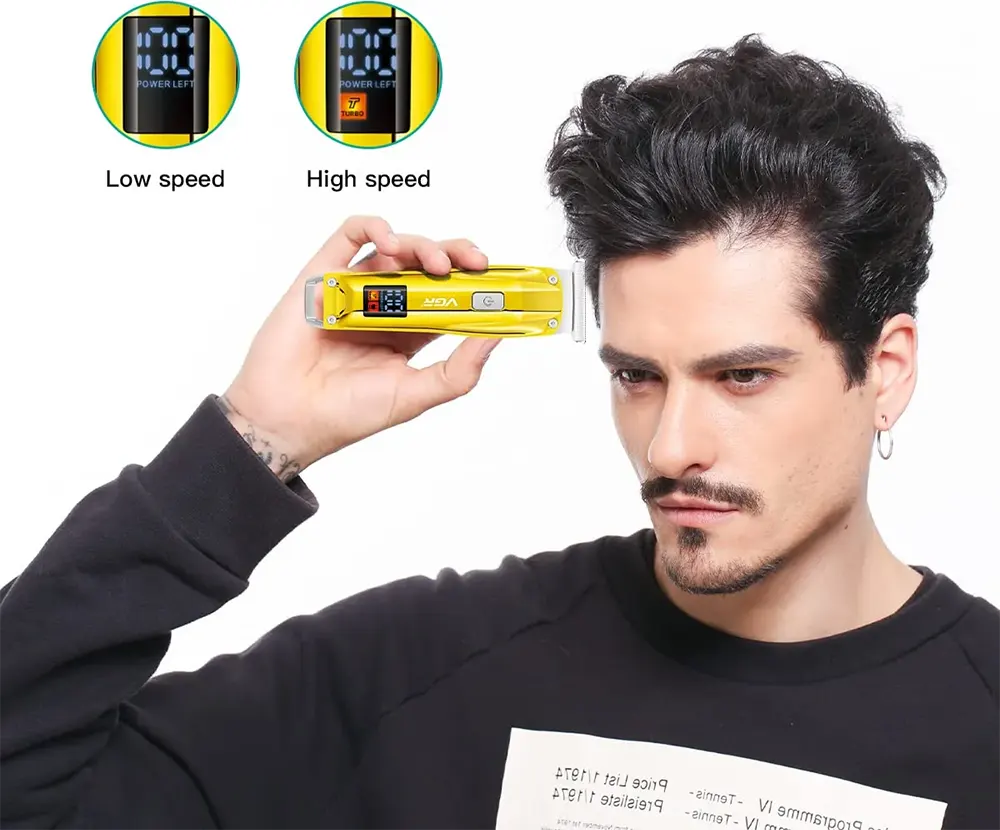 ماكينة حلاقة VGR للشعر، قابلة للشحن، شاشة LCD ، موديل V-956