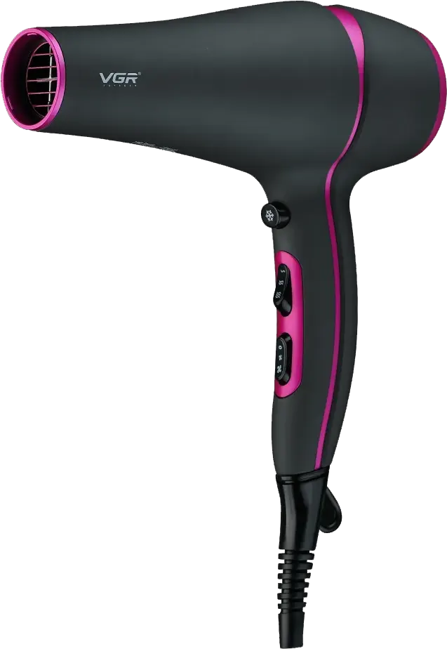 VGR Hair Dryer, Power 2200 Watts, Two Speeds, Black, V-402