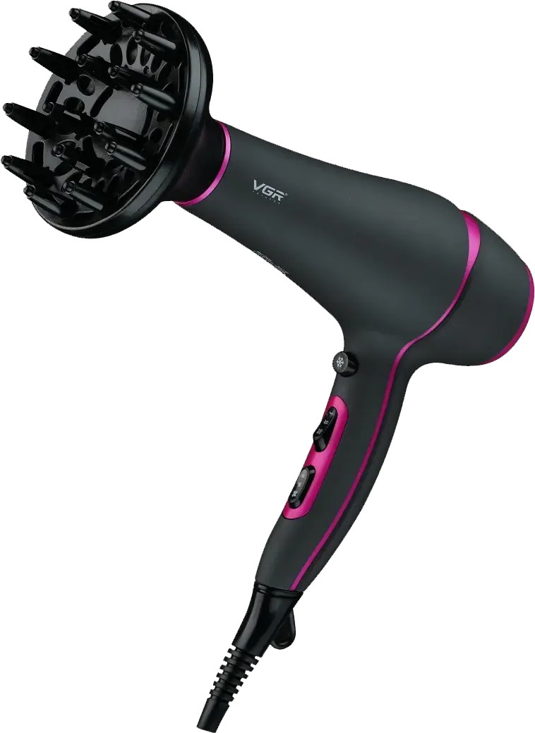 VGR Hair Dryer, Power 2200 Watts, Two Speeds, Black, V-402