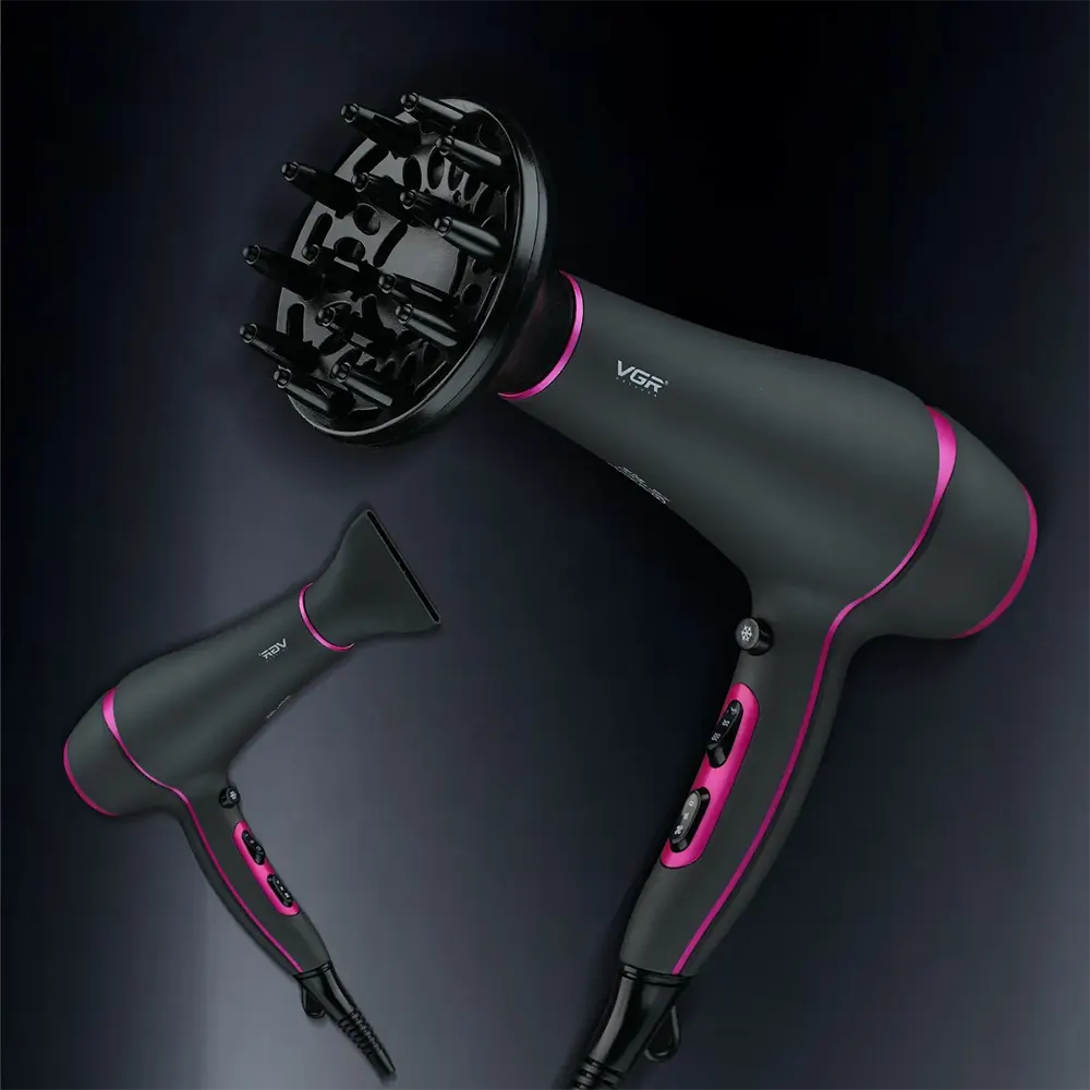 VGR Hair Dryer, Power 2200 Watts, Two Speeds, Black, V-402