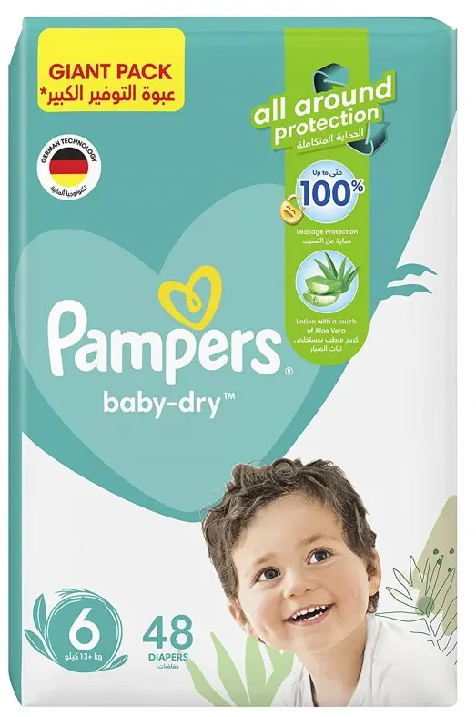 حفاضات بامبرز للاطفال مقاس 6 ، 13 كجم، 48 حفاضة