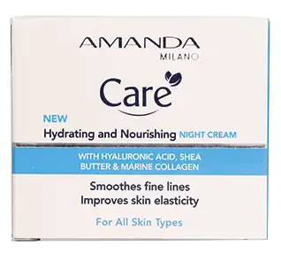 كريم الليل المرطب والمغذى بحمض الهيالورونيك و زبده الشيا والكولاجين البحرى من اماندا  50 مل