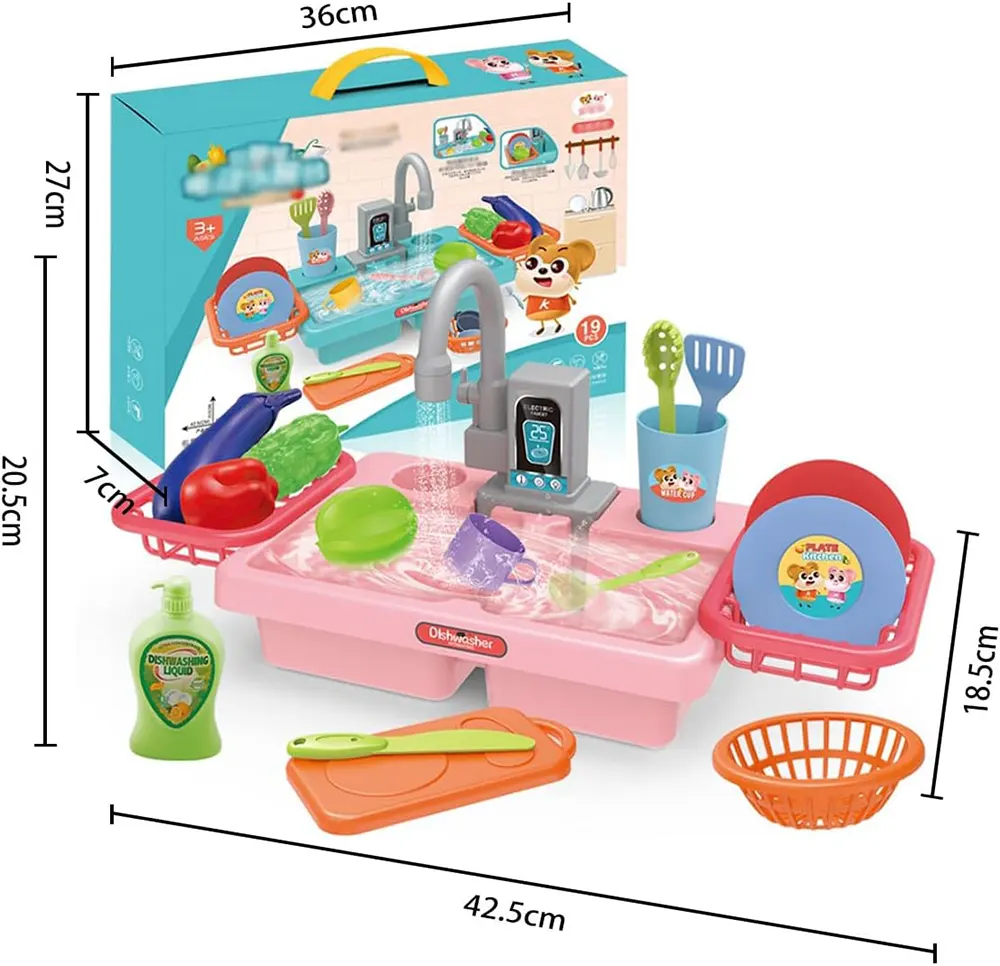 Water Tub Toy With Accessories For Children, Cyan-Pink, 668-05
