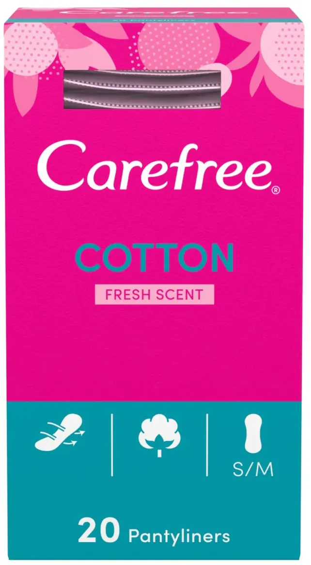 Carefree Cotton Fresh Daily Panty Liners, Medium Size, 20 Pieces