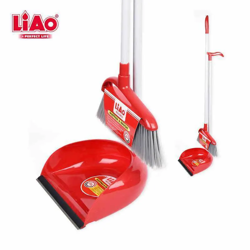 Liao Dustpan Broom Set, Red, 130006