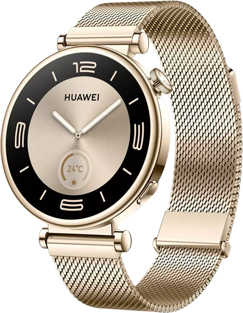 Huawei Smart Watch GT4 , 1.32" AMOLED Screen, Light Gold Milanese Strap, Waterproof, Gold+ Huawei FreeBuds I5