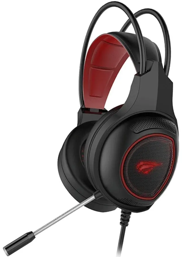 سماعة رأس سلكية هافيت للالعاب ، توصيل USB ،مقاس 3.5 ملم للصوت، أحمر*أسود،HV-H2239D
