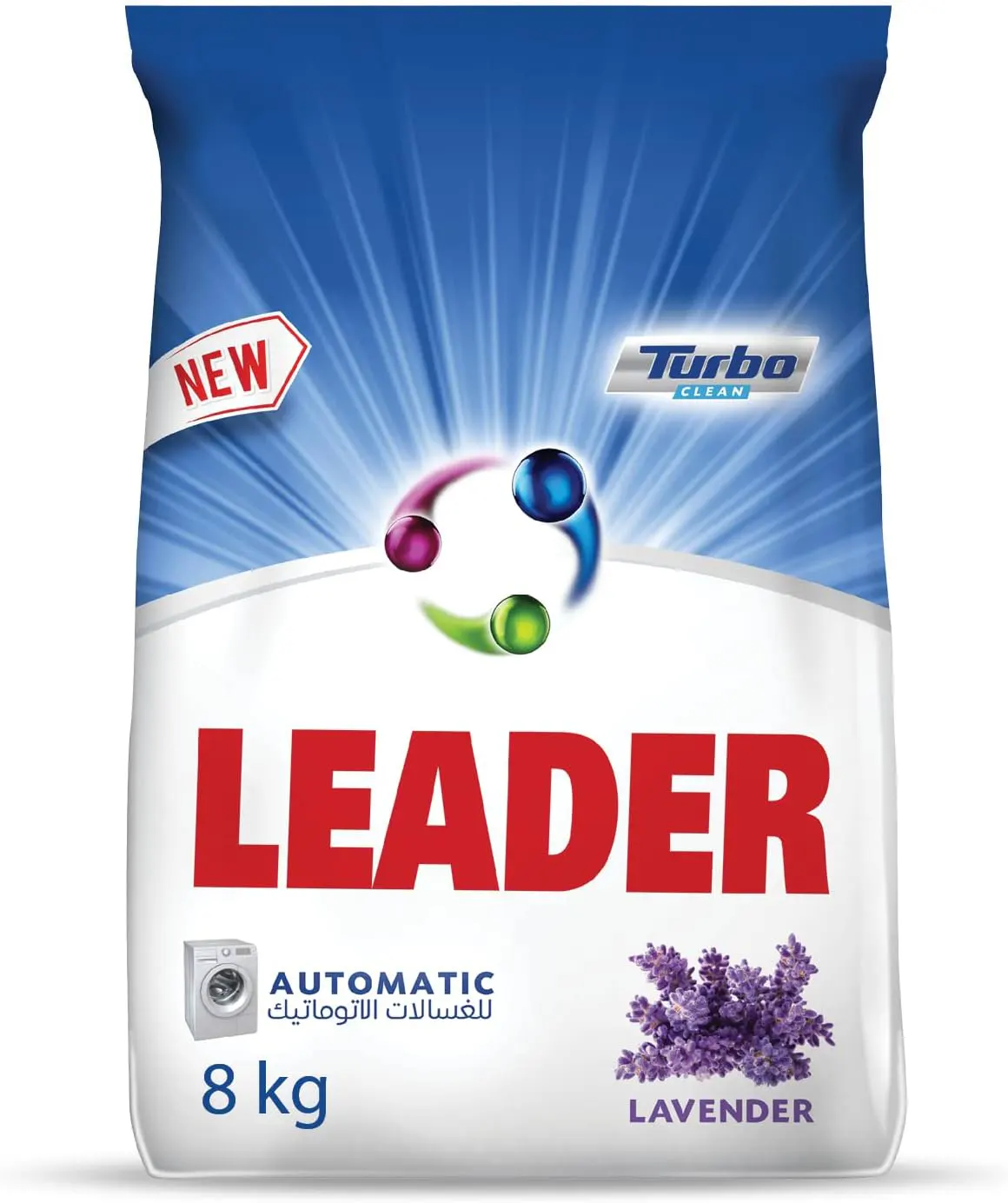 Leader Automatic Washing Powder, Lavender Scent, 8 kg