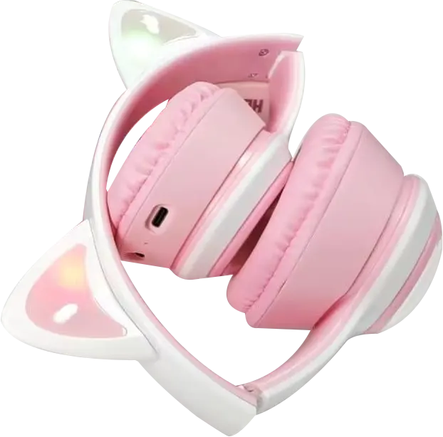 Wireless Headphone, Foldable ,LED Color Light, 3D Cute Cat Ear, Mic, Multi-color, Akz-07