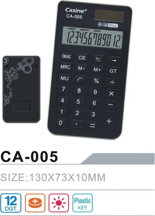 Casine Calculator, 12 Digit, Black