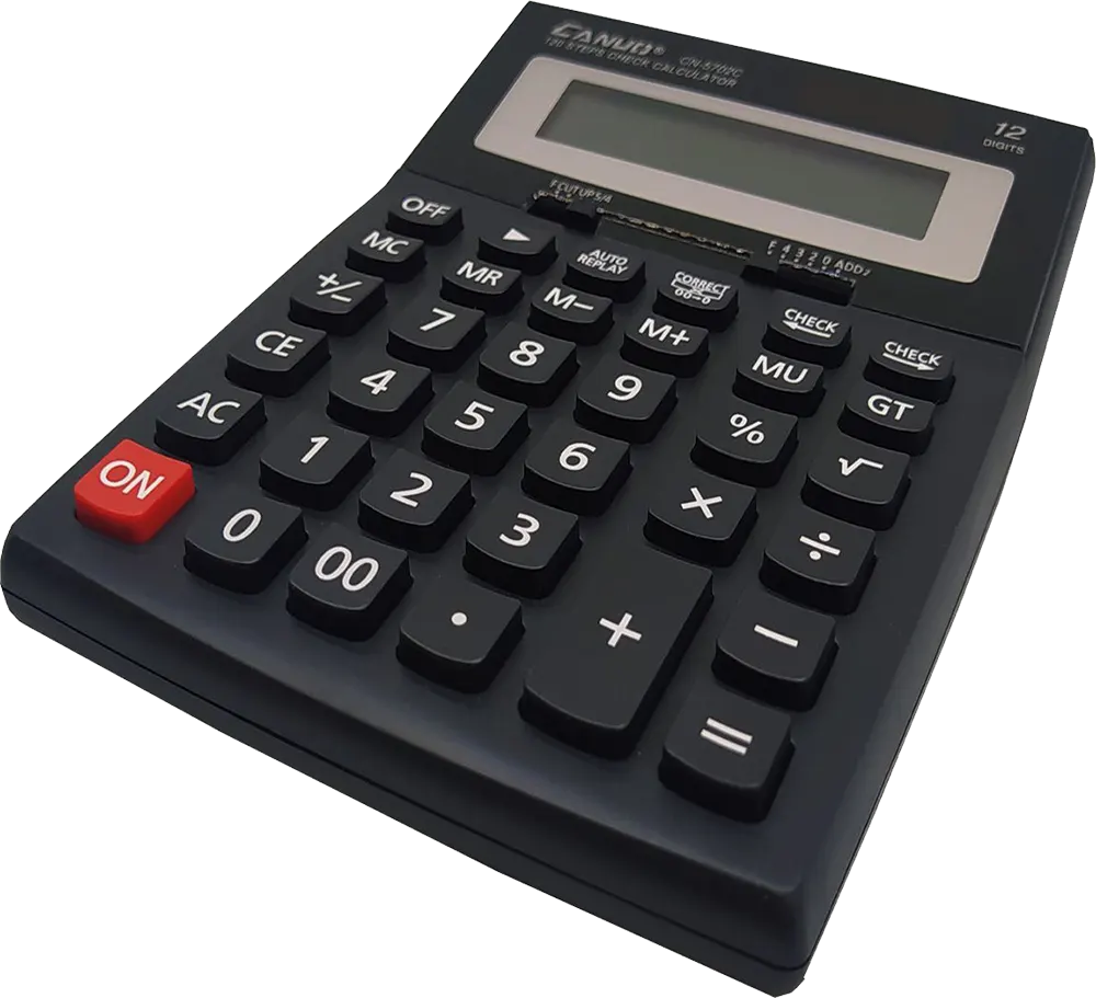 Canuo Calculator 12 Digitals, Dual Power, Black, CN-5702C