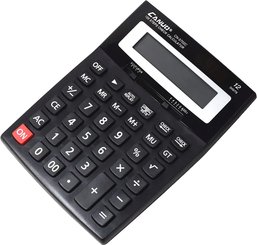 Canuo Calculator 12 Digitals, Dual Power, Black, CN-5702C