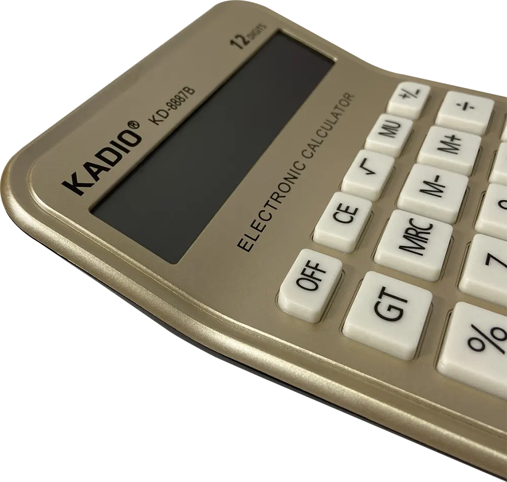Kadio Desktop Calculator, 12 Digit, Gold-Silver, KD.8887B