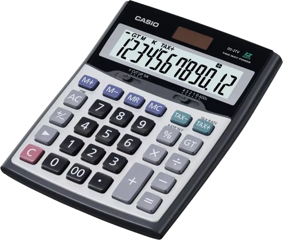Casio Desktop Calculator, 12 Digits, 2 Power Sources, Gold-Grey, DS-2B-GD