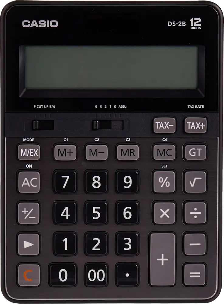 Casio Desktop Calculator, 12 Digits, 2 Power Sources, Gold-Grey, DS-2B-GD