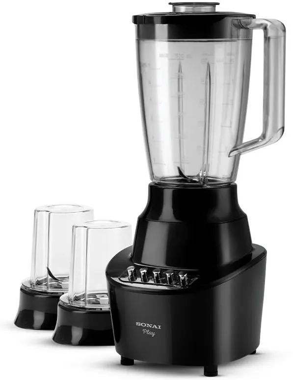 Sonai Play Electric Blender, 400 Watt, 1.5 Liter, 2 Grinder, Black MAR-2300