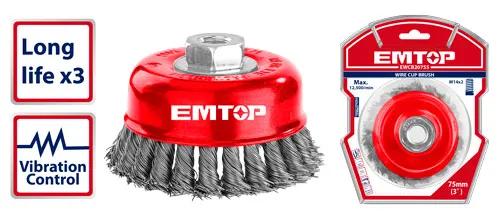 EMTOP Braided Steel Rocket Brush, 3 Inch, EWCB20755